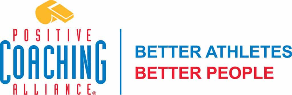 Logo for Positive Coaching Alliance with the tagline Better Athletes Better People in red and blue text.
