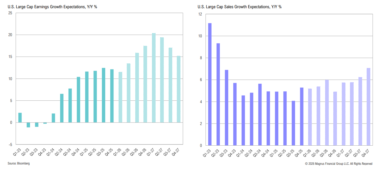 U.S. large cap earnings and sales growth chart